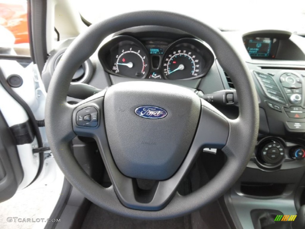 2016 Ford Fiesta S Sedan Charcoal Black Steering Wheel Photo #107475263