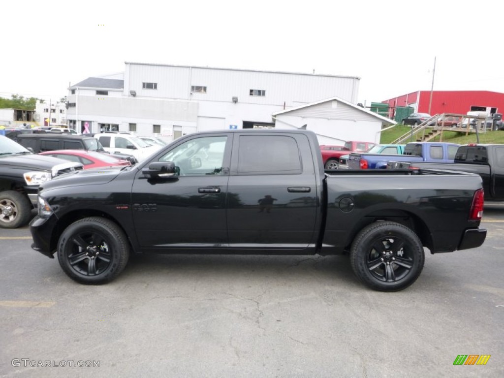 Brilliant Black Crystal Pearl 2016 Ram 1500 Sport Crew Cab 4x4 Exterior Photo #107477759