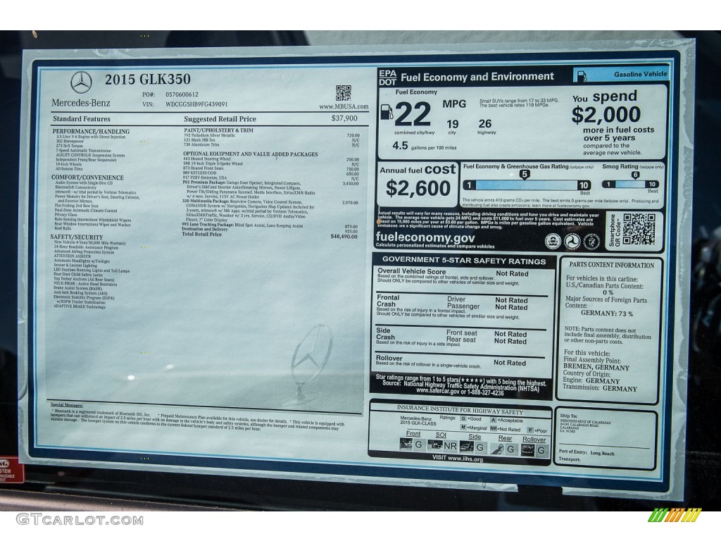 2015 GLK 350 - Paladium Silver Metallic / Black photo #11