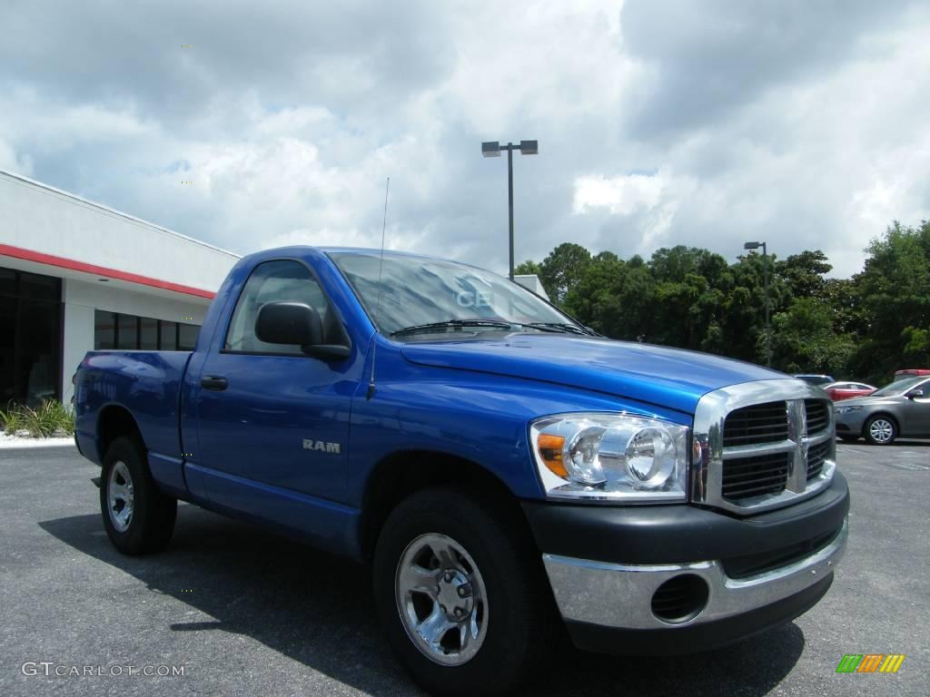 2008 Ram 1500 SXT Regular Cab - Electric Blue Pearl / Medium Slate Gray photo #7