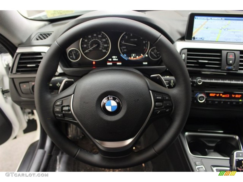 2015 BMW 4 Series 428i Coupe Black Steering Wheel Photo #107492334