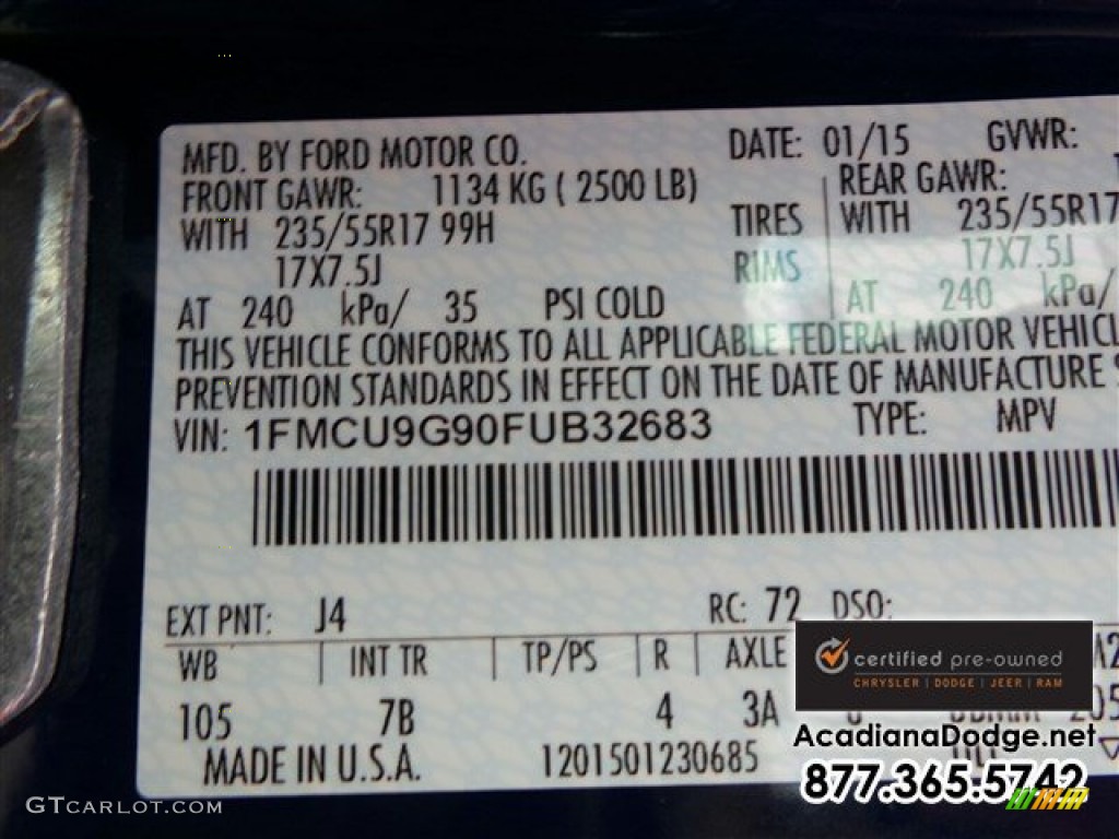 2015 Escape SE 4WD - Deep Impact Blue Metallic / Medium Light Stone photo #16