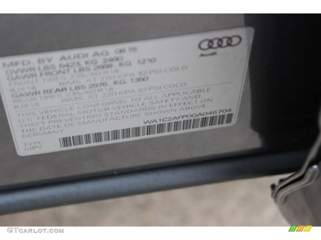 2016 Q5 2.0 TFSI Premium quattro - Monsoon Gray Metallic / Black photo #33