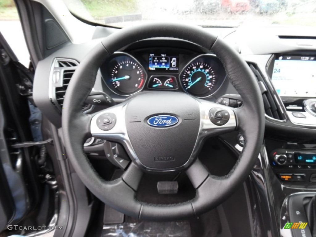 2016 Ford Escape Titanium 4WD Charcoal Black Steering Wheel Photo #107514080
