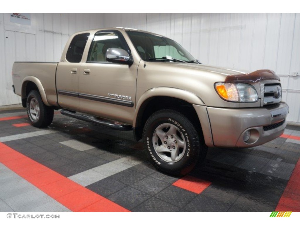 2003 Tundra SR5 Access Cab 4x4 - Desert Sand Metallic / Gray photo #6