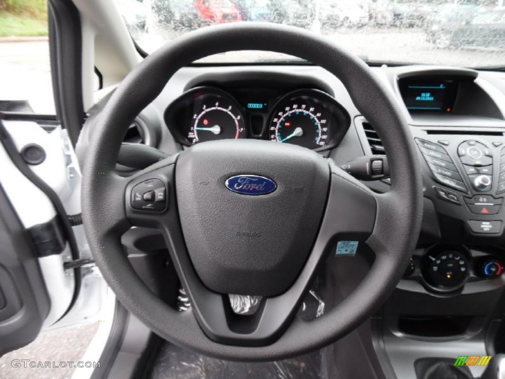 2016 Ford Fiesta S Hatchback Charcoal Black Steering Wheel Photo #107516609