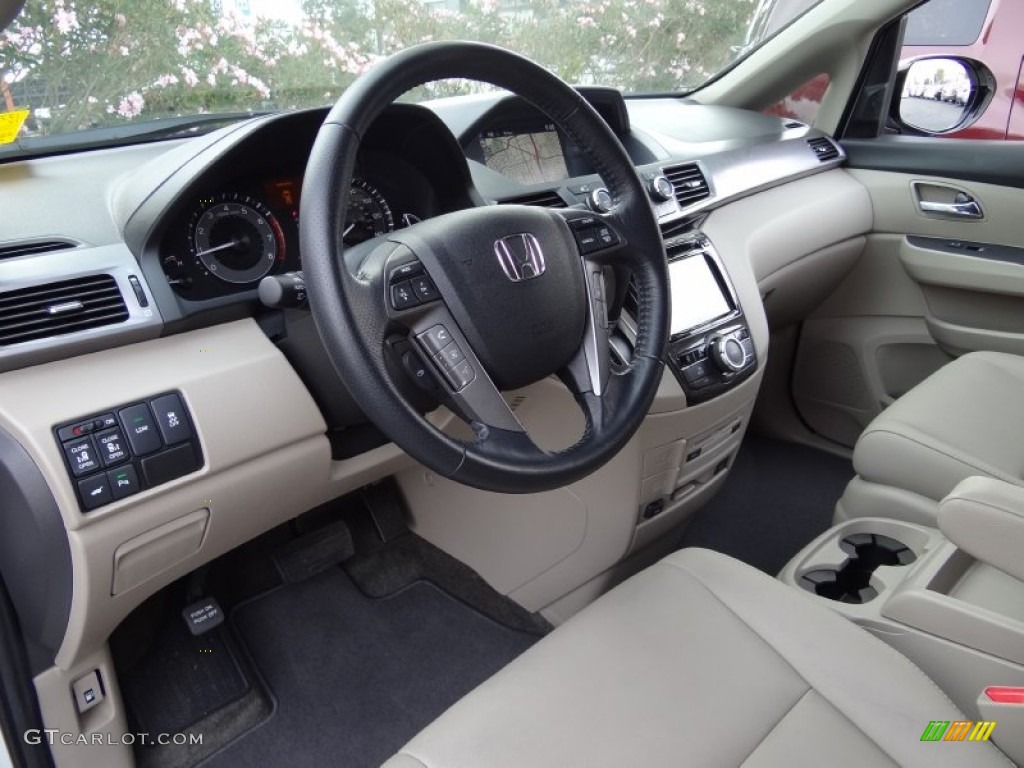 Beige Interior 2014 Honda Odyssey Touring Elite Photo #107518146