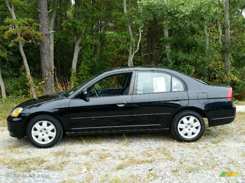 2002 Civic EX Sedan - Nighthawk Black Pearl / Beige photo #3