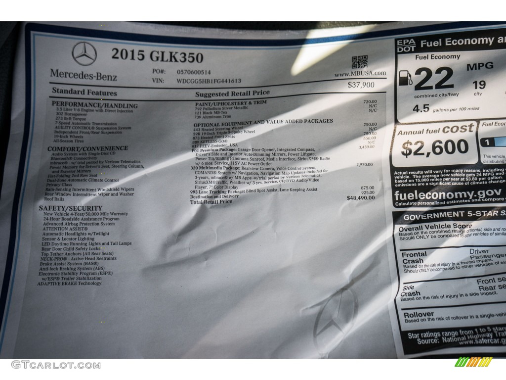 2015 GLK 350 - Paladium Silver Metallic / Black photo #10