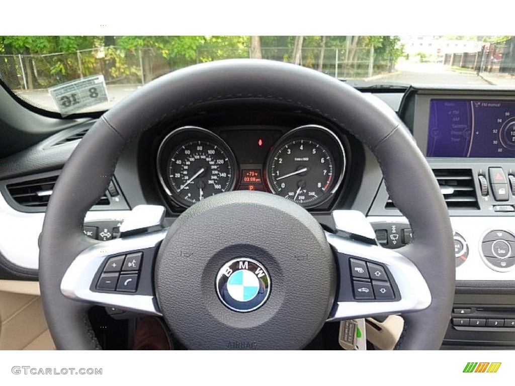 2011 BMW Z4 sDrive30i Roadster Beige Steering Wheel Photo #107529800