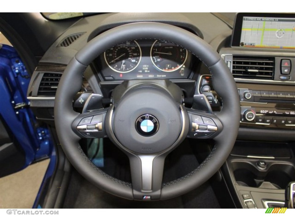 2015 BMW 2 Series M235i Convertible Oyster/Black Steering Wheel Photo #107538888