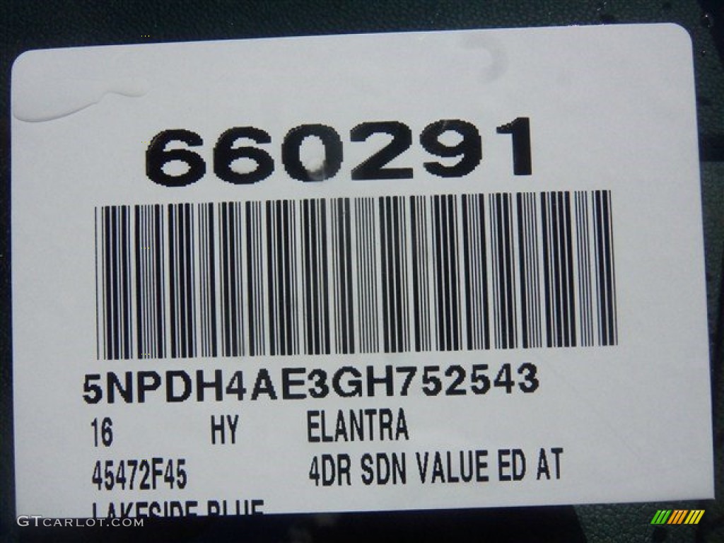 2016 Elantra Value Edition - Blue / Beige photo #3