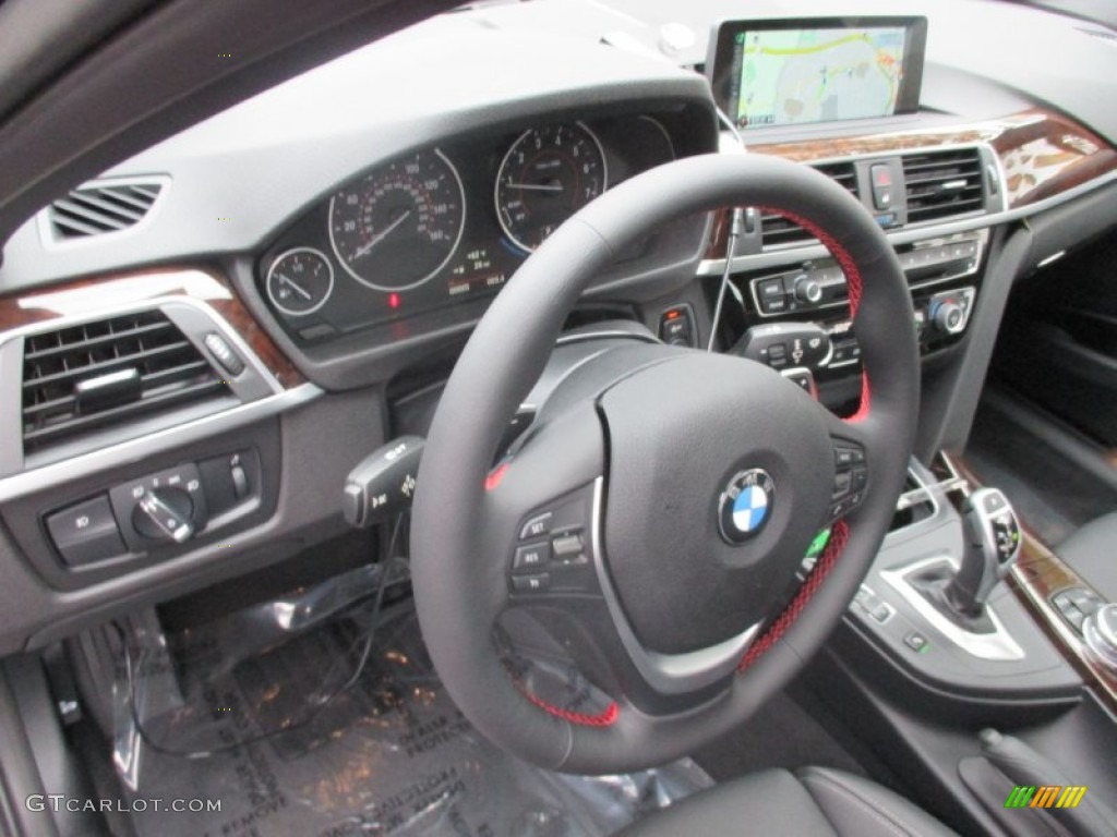 2016 BMW 3 Series 328i xDrive Sedan Black Steering Wheel Photo #107546049