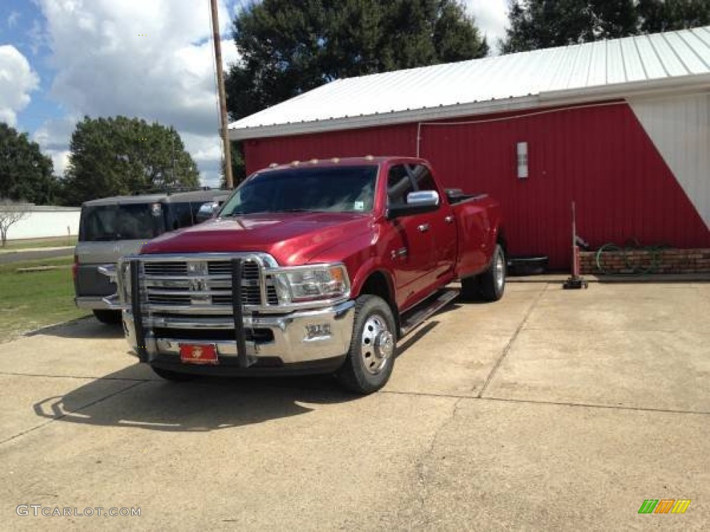 2011 Ram 3500 HD Laramie Crew Cab 4x4 Dually - Deep Cherry Red Crystal Pearl / Light Pebble Beige/Bark Brown photo #1