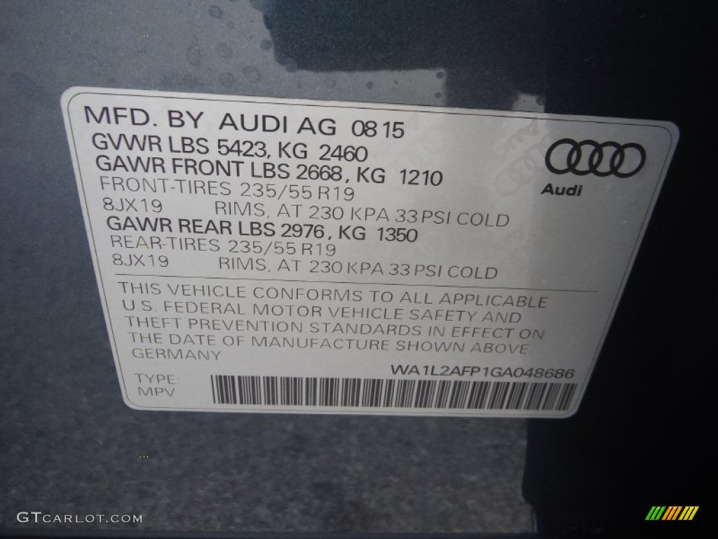 2016 Q5 2.0 TFSI Premium Plus quattro - Utopia Blue Metallic / Black photo #40