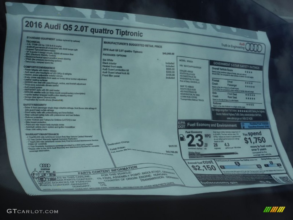2016 Q5 2.0 TFSI Premium quattro - Ibis White / Black photo #10