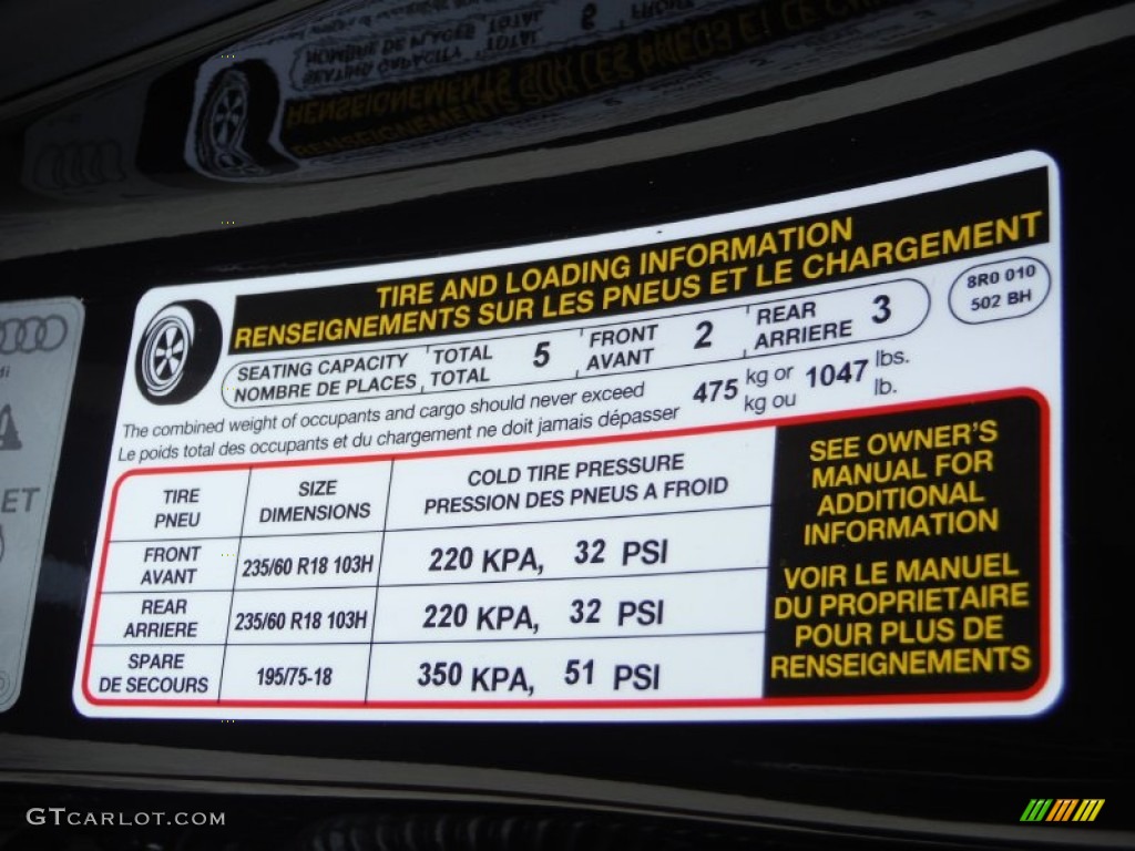 2016 Audi Q5 2.0 TFSI Premium quattro Info Tag Photos