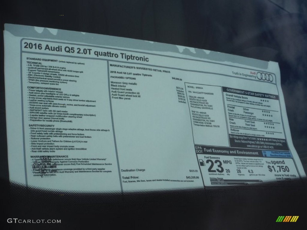 2016 Q5 2.0 TFSI Premium quattro - Monsoon Gray Metallic / Black photo #10