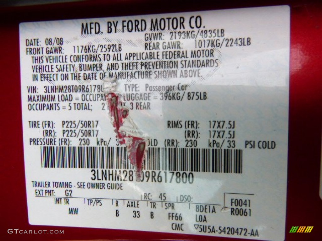 2009 MKZ AWD Sedan - Vivid Red Metallic / Dark Charcoal photo #14