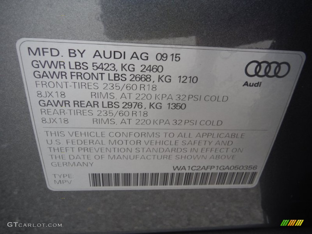 2016 Q5 2.0 TFSI Premium quattro - Monsoon Gray Metallic / Black photo #40