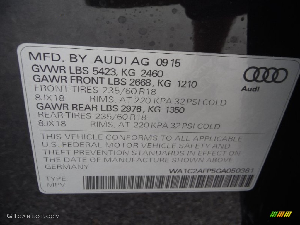 2016 Q5 2.0 TFSI Premium quattro - Moonlight Blue Metallic / Black photo #40