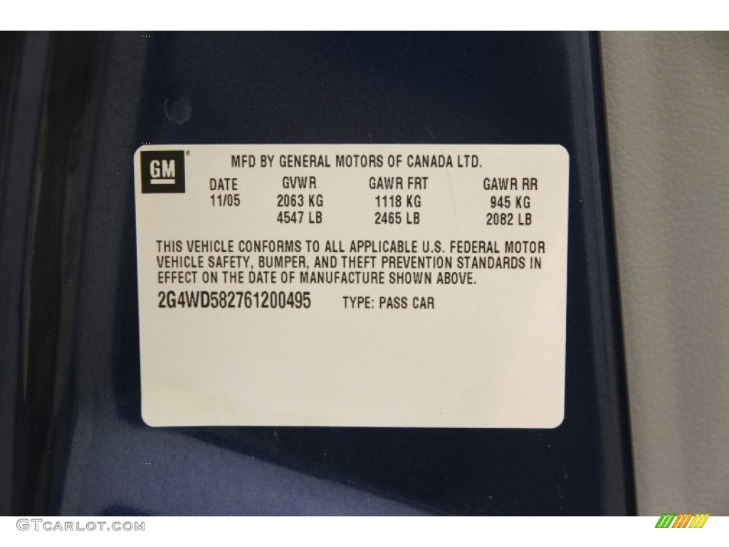 2006 LaCrosse CXL - Deep Sapphire Metallic / Gray photo #16