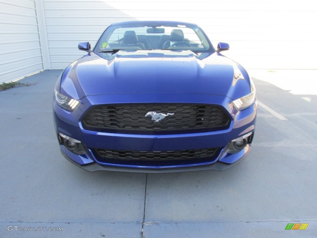 2016 Mustang EcoBoost Premium Convertible - Deep Impact Blue Metallic / Ebony photo #8