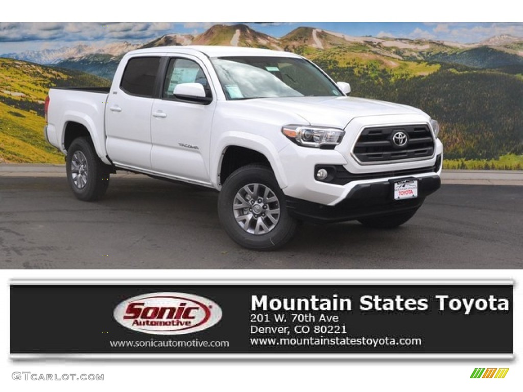 2016 Tacoma SR5 Double Cab 4x4 - Super White / Black photo #1