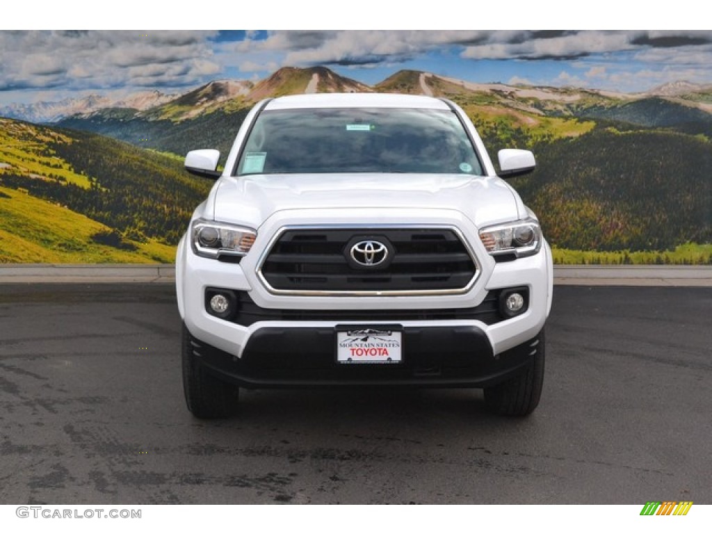 2016 Tacoma SR5 Double Cab 4x4 - Super White / Black photo #2