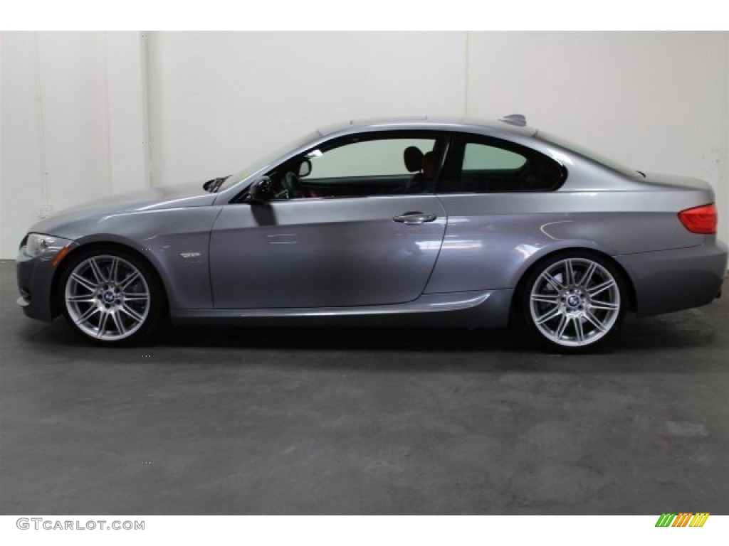 2011 3 Series 335is Coupe - Space Gray Metallic / Coral Red/Black Dakota Leather photo #7