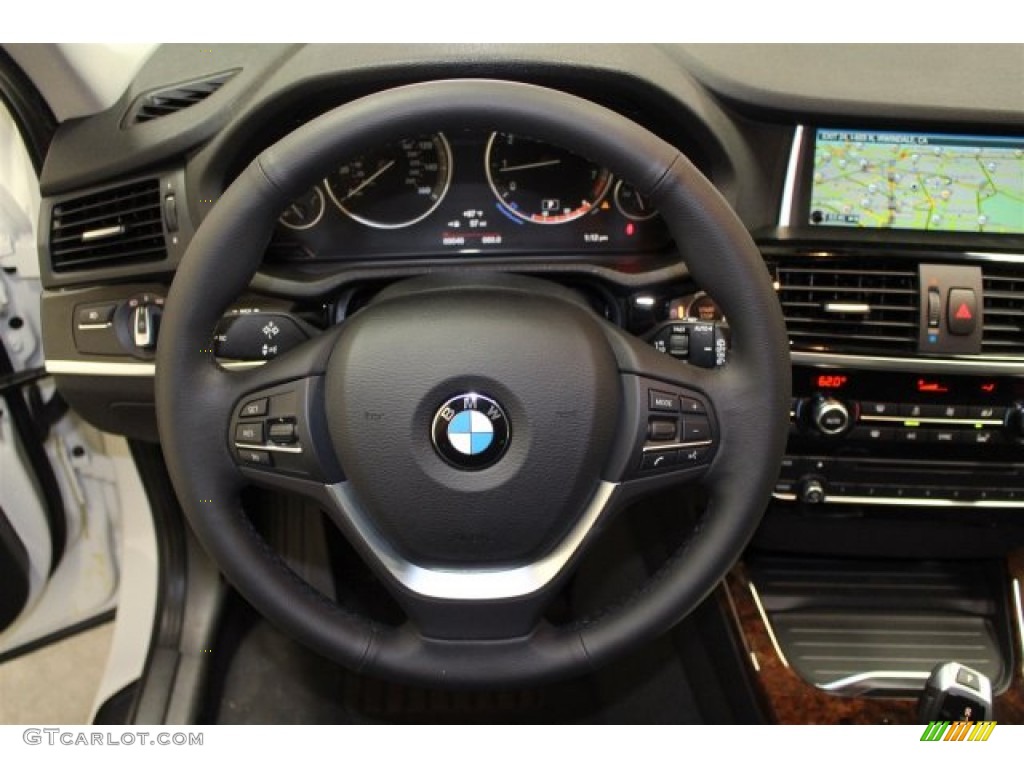 2016 BMW X3 sDrive28i Black Steering Wheel Photo #107598649