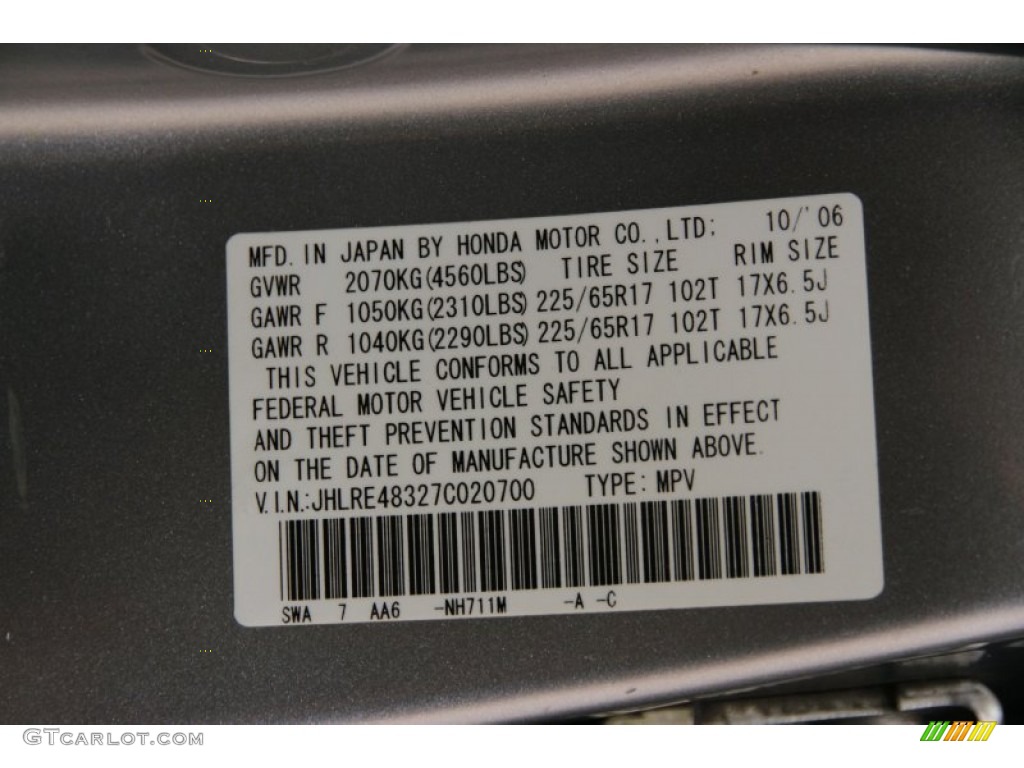 2007 CR-V LX 4WD - Whistler Silver Metallic / Black photo #14