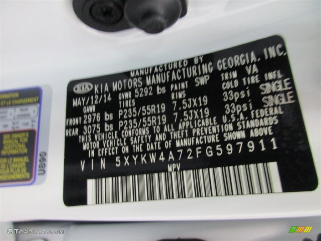 2015 Sorento Color Code SWP for Snow White Pearl Photo #107631550