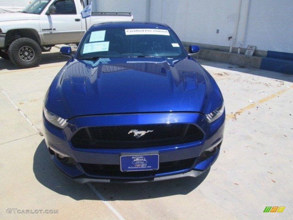 2015 Mustang GT Premium Coupe - Deep Impact Blue Metallic / Ebony photo #35