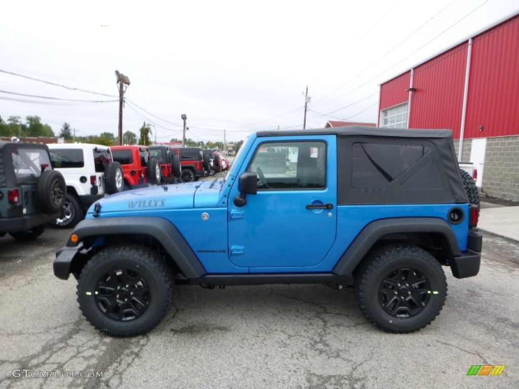 2016 Wrangler Willys Wheeler 4x4 - Hydro Blue Pearl / Black photo #3