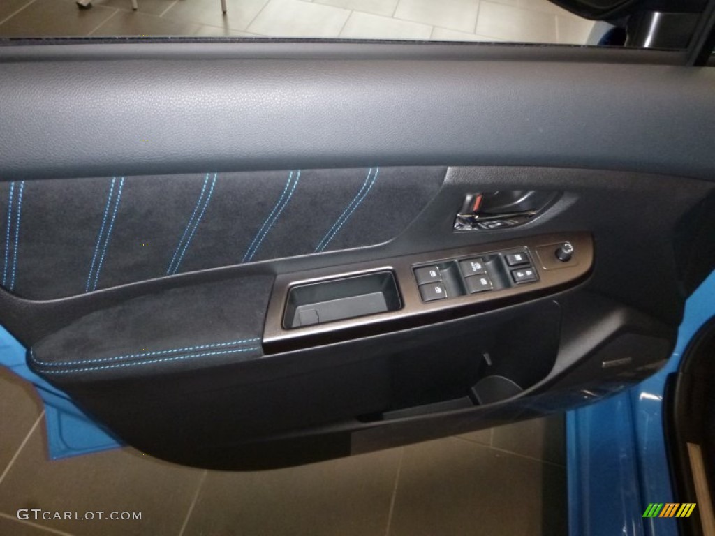 2016 Subaru WRX STI HyperBlue Limited Edition Carbon Black/Hyper Blue Door Panel Photo #107644691