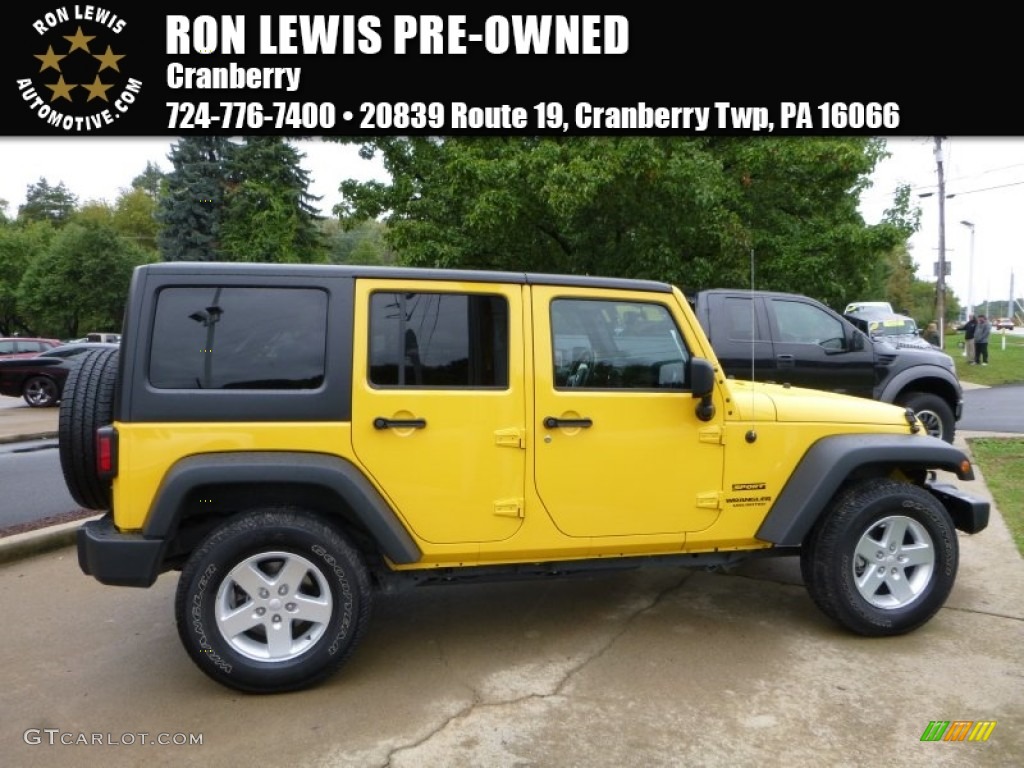 2015 Wrangler Unlimited Sport 4x4 - Baja Yellow / Black photo #1