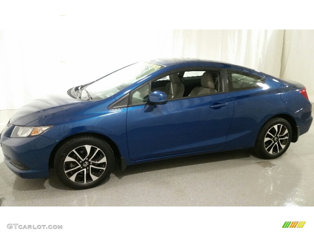 2013 Civic EX Coupe - Dyno Blue Pearl / Gray photo #17