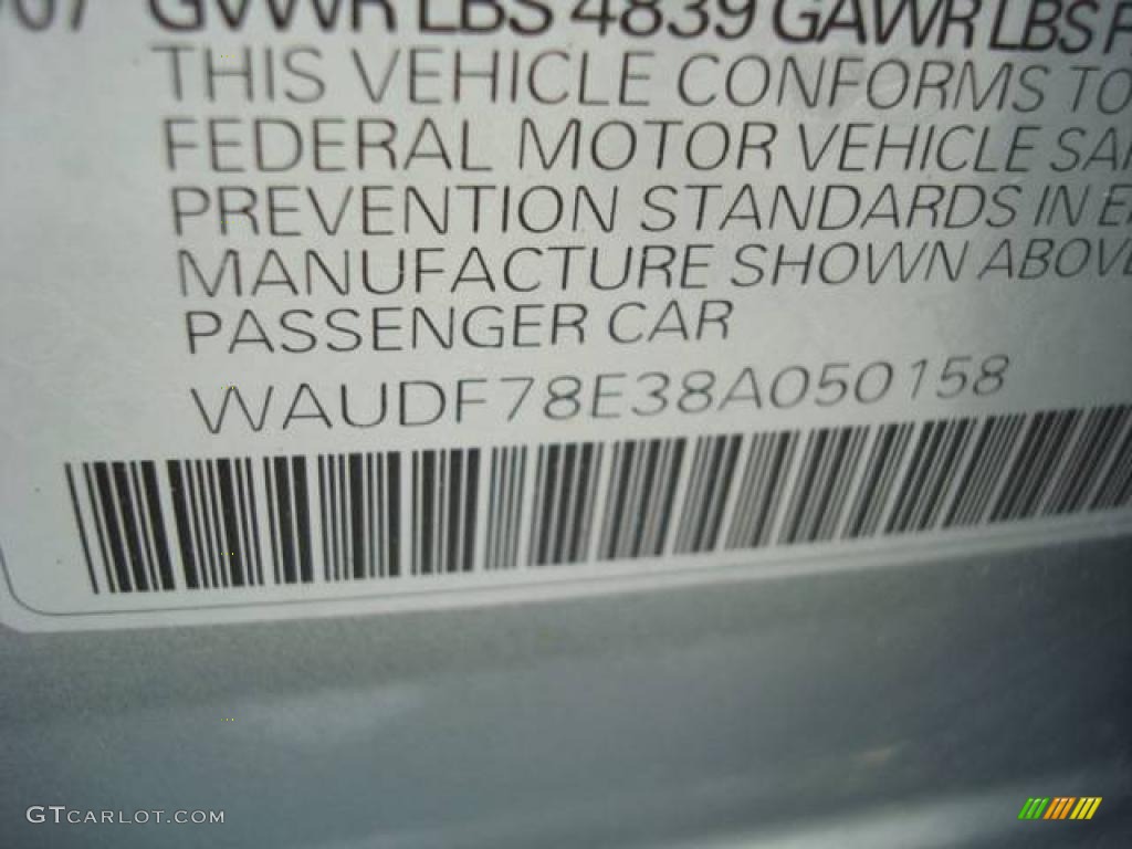 2008 A4 2.0T quattro Sedan - Quartz Grey Metallic / Light Gray photo #14