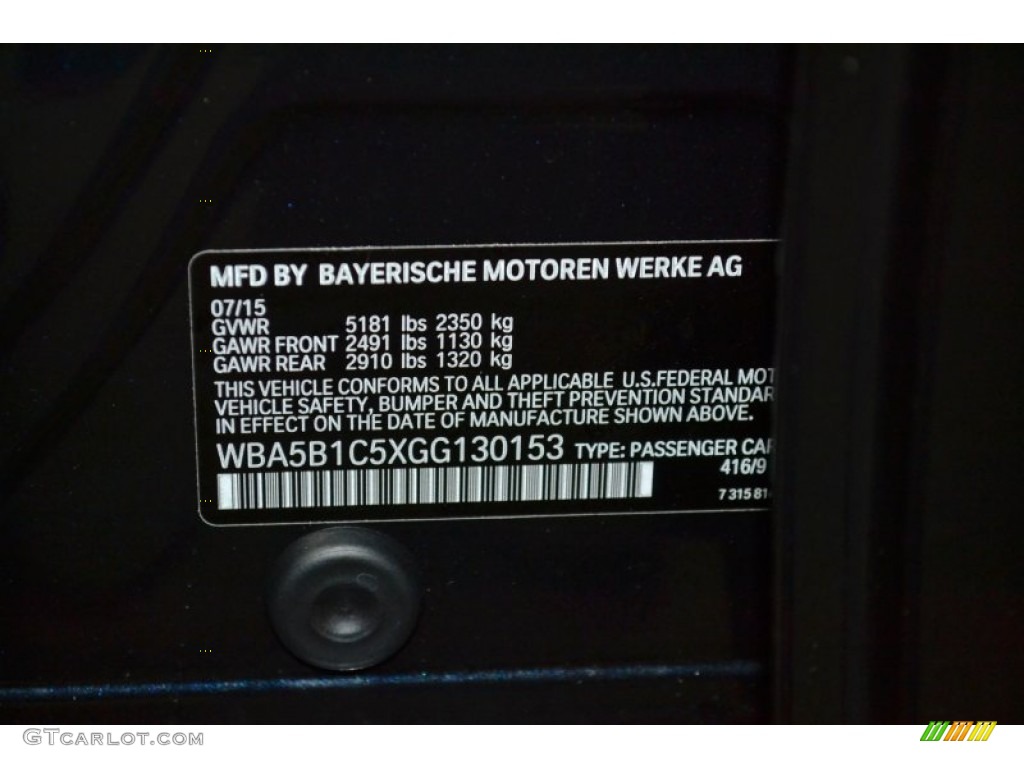 2016 5 Series Color Code 416 for Carbon Black Metallic Photo #107673400