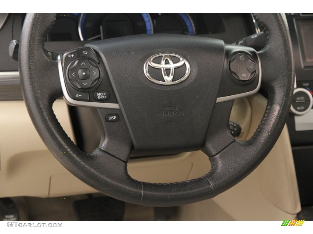 2013 Toyota Camry Hybrid XLE Ivory Steering Wheel Photo #107677015