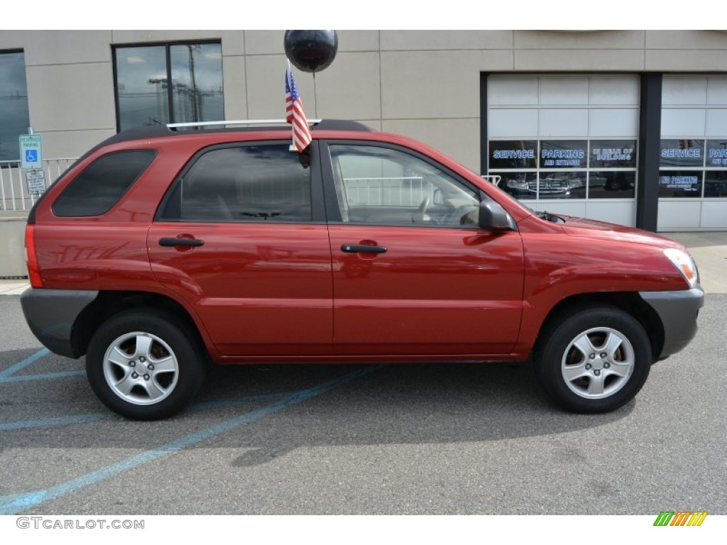 2007 Sportage LX - Volcanic Red / Beige photo #2