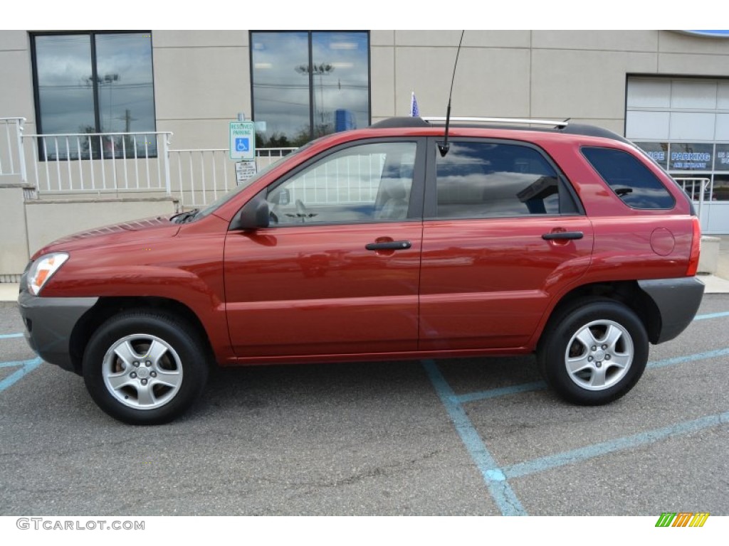 2007 Sportage LX - Volcanic Red / Beige photo #6