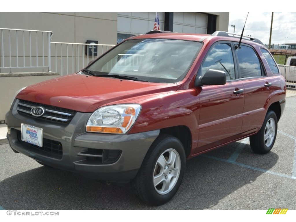 2007 Sportage LX - Volcanic Red / Beige photo #7