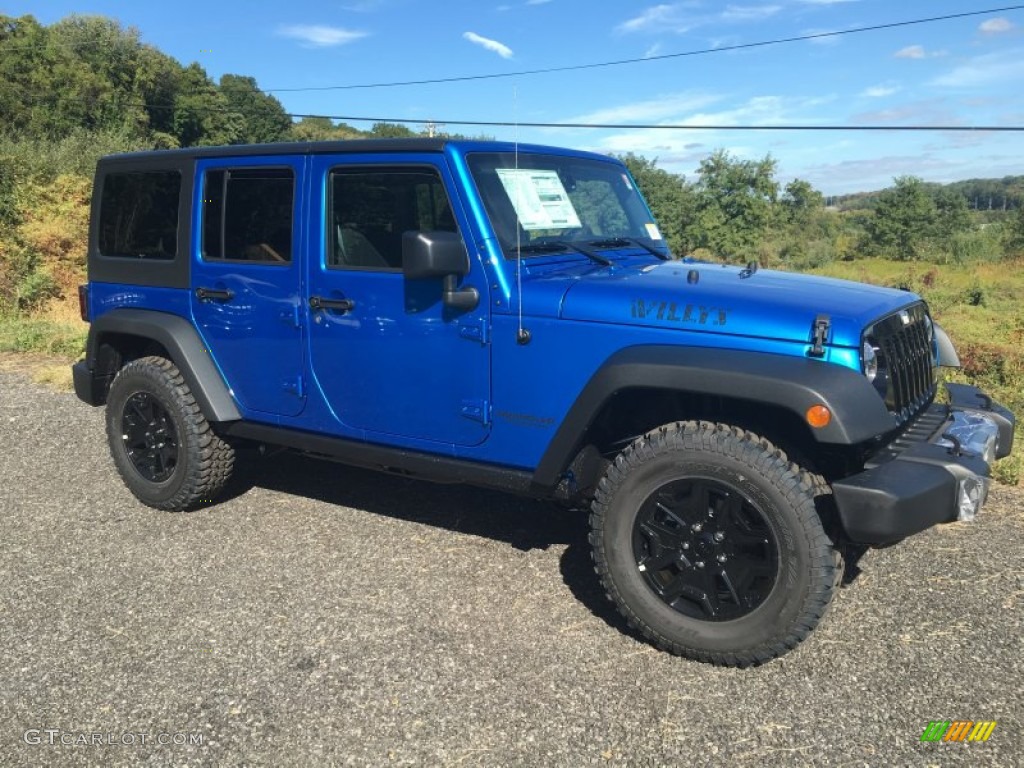 Hydro Blue Pearl 2016 Jeep Wrangler Unlimited Sport 4x4 Exterior Photo #107706399