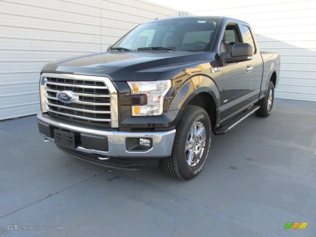 2015 F150 XLT SuperCab 4x4 - Tuxedo Black Metallic / Medium Earth Gray photo #7