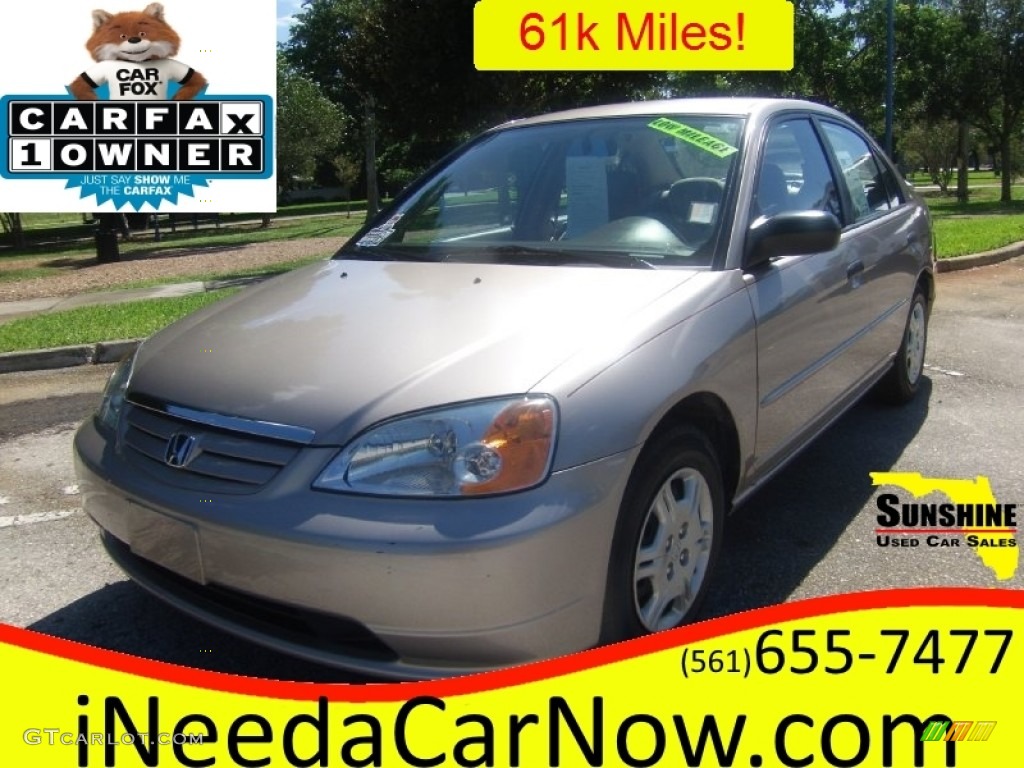 2001 Civic LX Sedan - Titanium Metallic / Beige photo #1