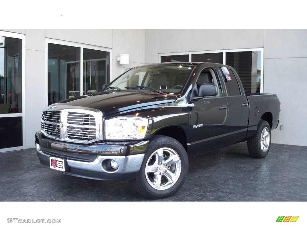 2008 Ram 1500 Big Horn Edition Quad Cab - Brilliant Black Crystal Pearl / Medium Slate Gray photo #3