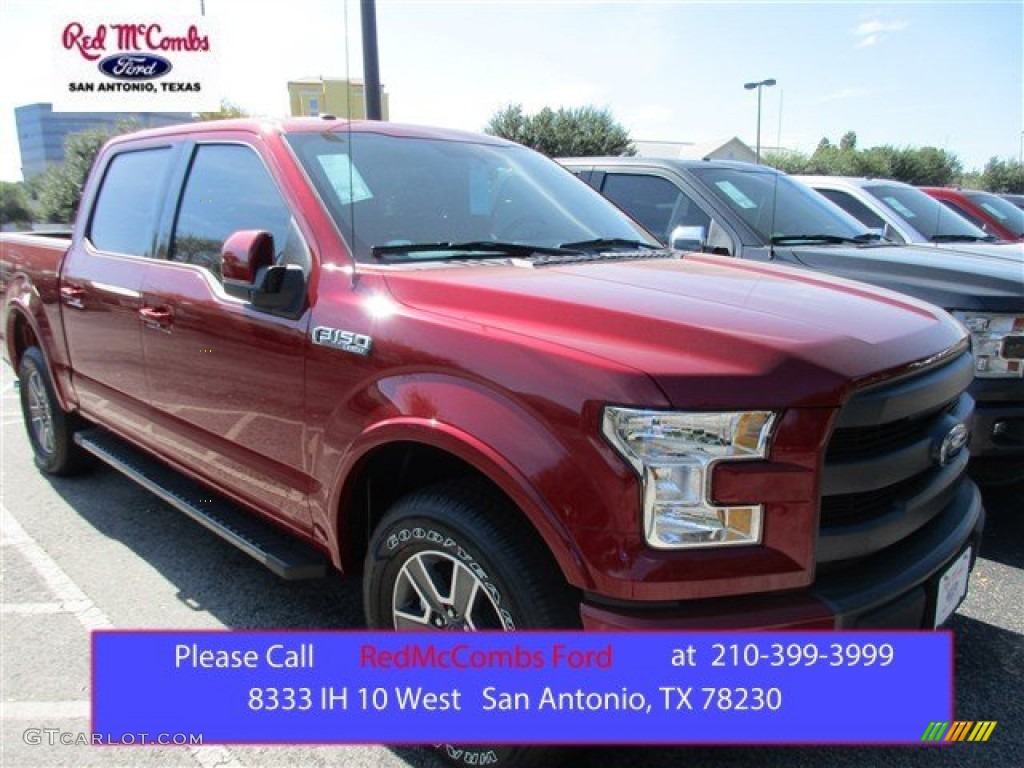 2015 F150 Lariat SuperCrew 4x4 - Ruby Red Metallic / Black photo #1