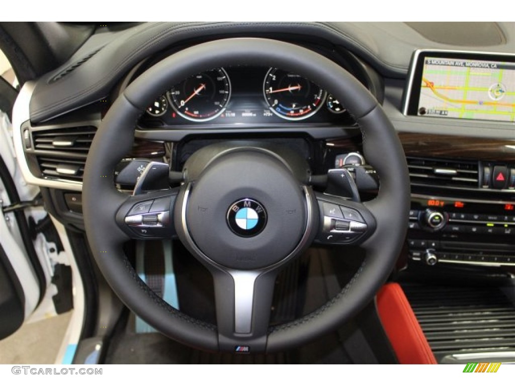 2016 BMW X6 xDrive35i Coral Red/Black Steering Wheel Photo #107741846